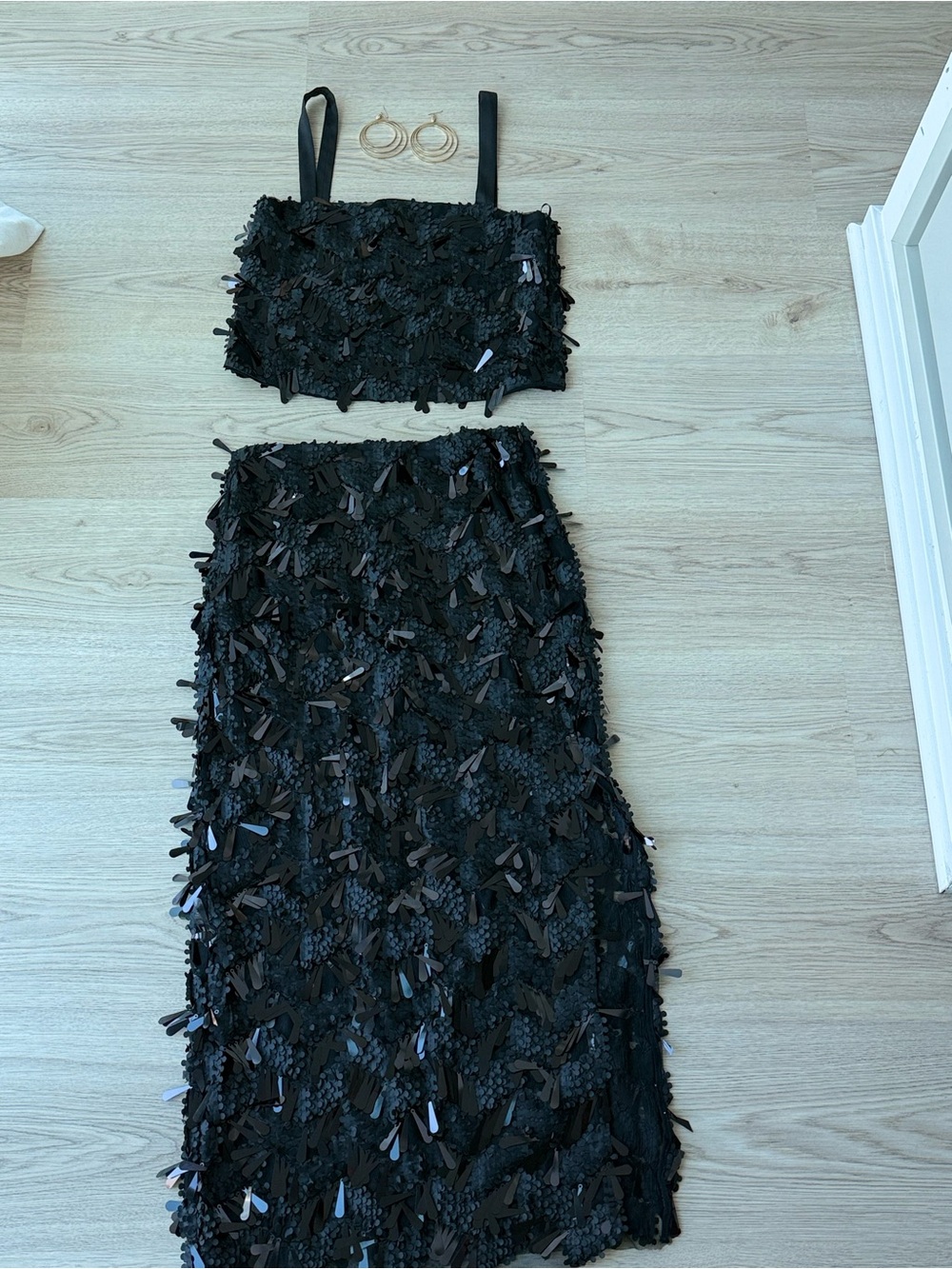 Zara Black Embellished Two-Piece Kids Dress Set. Earrings as gift